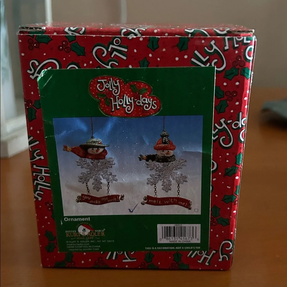 Festive Snowman Ornament with Red Accents